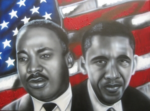 King / Obama" The Original painting by NENEKI 30"x40" (SOLD)