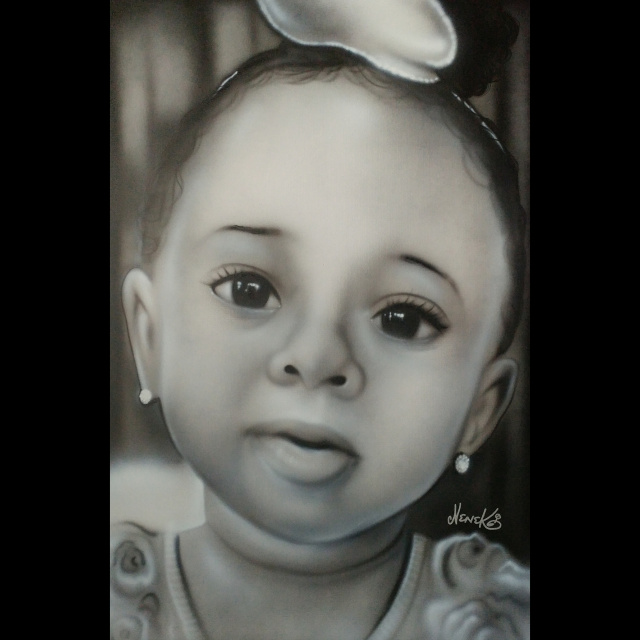 Custom hand painted B/W Portrait on Canvas 16x20 inches (Single Portrait)