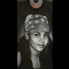 Custom B/W Airbrush Portrait on a Black T-shirt